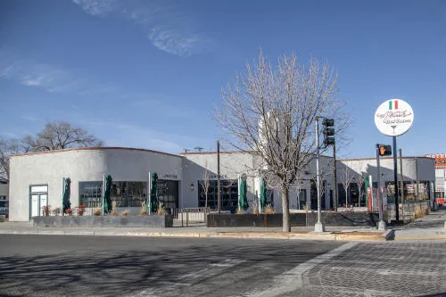 Color photograph taken across the street from M'tucci's restaurant.